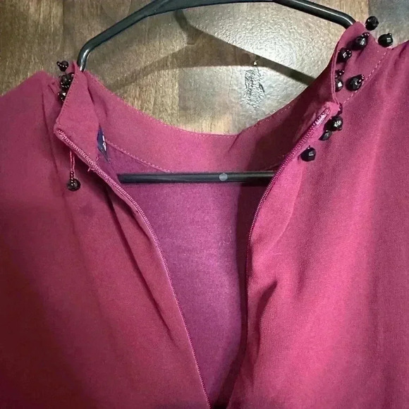 By Artisan dress maroon Women’s Size S midi black beaded high neck - Picture 6 of 7